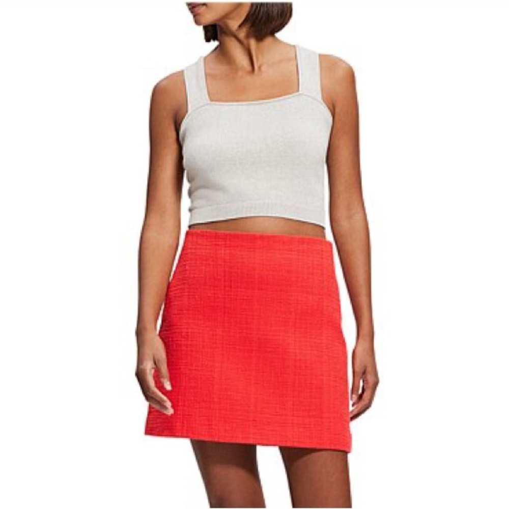 Theory cotton tweed high waisted mini skirt